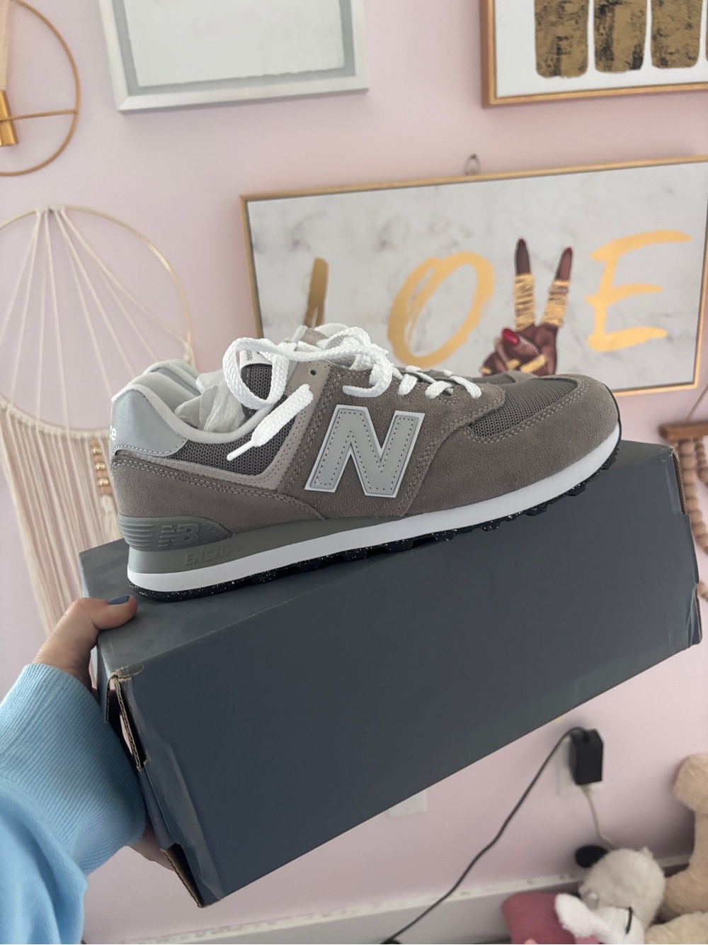 New Balance Men's Taupe and Light Gray Suede Low-Top Sneaker